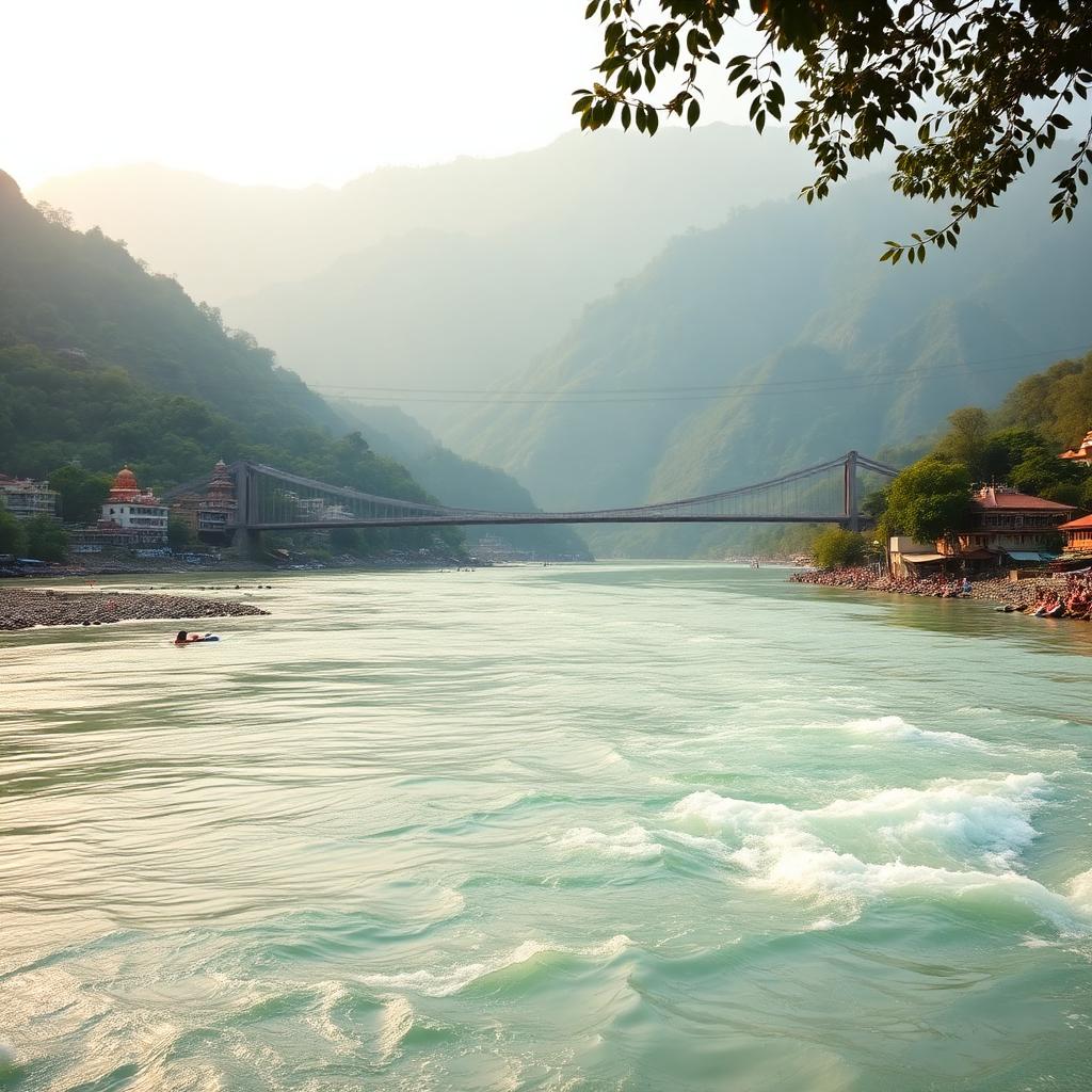 The Ganga flowing through the Himalayan foothills at Rishikesh